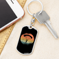 Moon Parachuting Cycling Keychain Stainless Steel or 18k Gold Dog Tag Keyring-Express Your Love Gifts