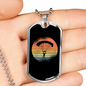 Moon Parachuting Cycling Necklace Stainless Steel or 18k Gold Dog Tag 24"-Express Your Love Gifts