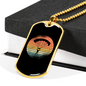 Moon Parachuting Cycling Necklace Stainless Steel or 18k Gold Dog Tag 24"-Express Your Love Gifts
