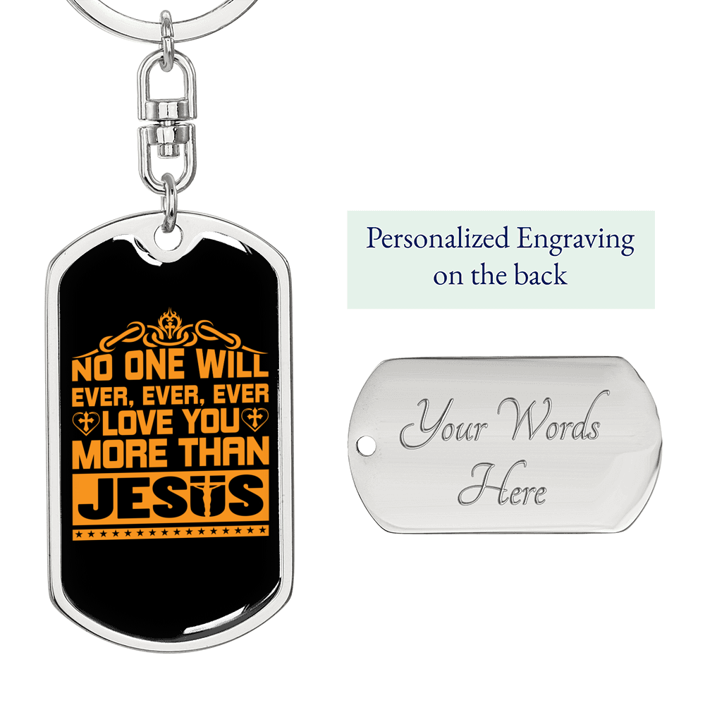 More Than Jesus Keychain Stainless Steel or 18k Gold Dog Tag Keyring-Express Your Love Gifts