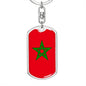 Morocco Flag Keychain Dog Tag Stainless Steel or 18k Gold-Express Your Love Gifts