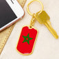 Morocco Flag Keychain Dog Tag Stainless Steel or 18k Gold-Express Your Love Gifts