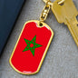 Morocco Flag Keychain Dog Tag Stainless Steel or 18k Gold-Express Your Love Gifts