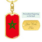 Morocco Flag Keychain Dog Tag Stainless Steel or 18k Gold-Express Your Love Gifts