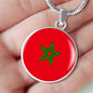 Morocco Flag Necklace Moroccan Circle Pendant Stainless Steel or 18k Gold 18-22"-Express Your Love Gifts