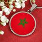 Morocco Flag Necklace Moroccan Circle Pendant Stainless Steel or 18k Gold 18-22"-Express Your Love Gifts