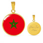 Morocco Flag Necklace Moroccan Circle Pendant Stainless Steel or 18k Gold 18-22"-Express Your Love Gifts