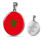 Morocco Flag Necklace Moroccan Circle Pendant Stainless Steel or 18k Gold 18-22"-Express Your Love Gifts