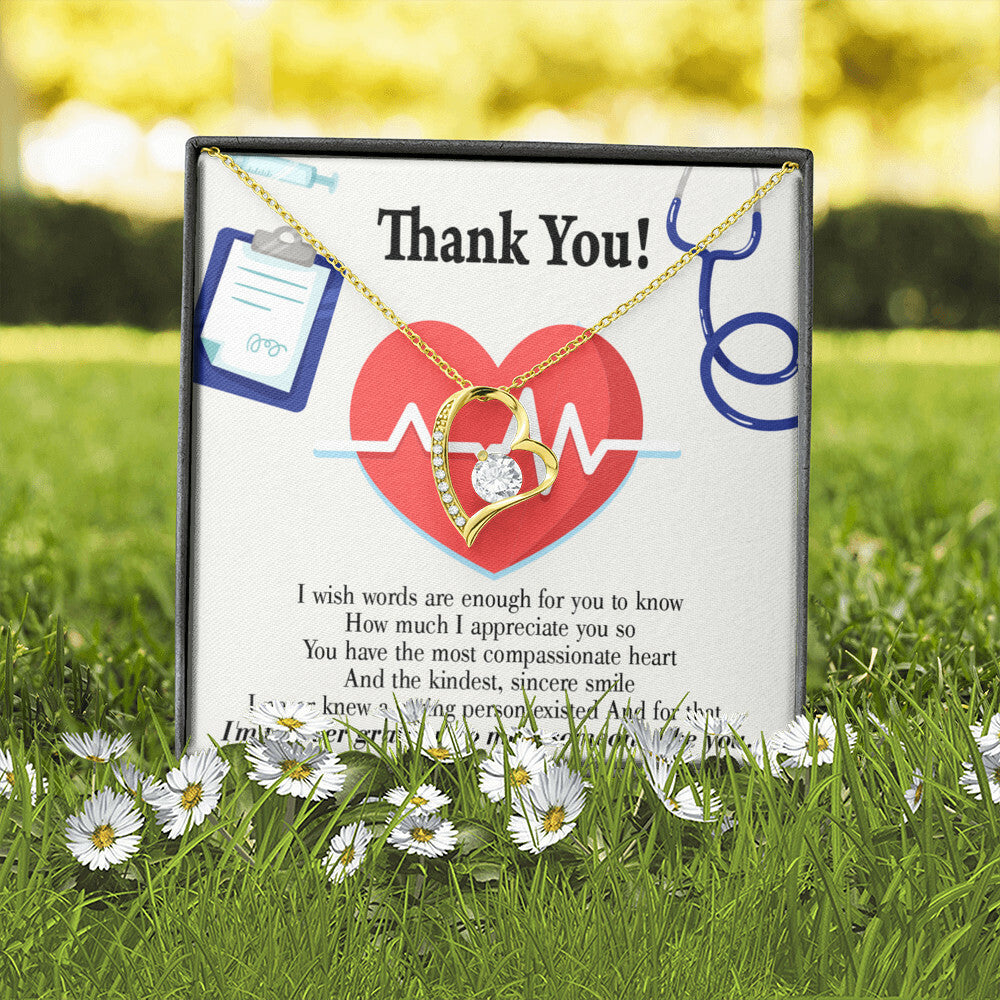 Most Compassionate Healthcare Medical Worker Nurse Appreciation Gift Forever Necklace w Message Card-Express Your Love Gifts