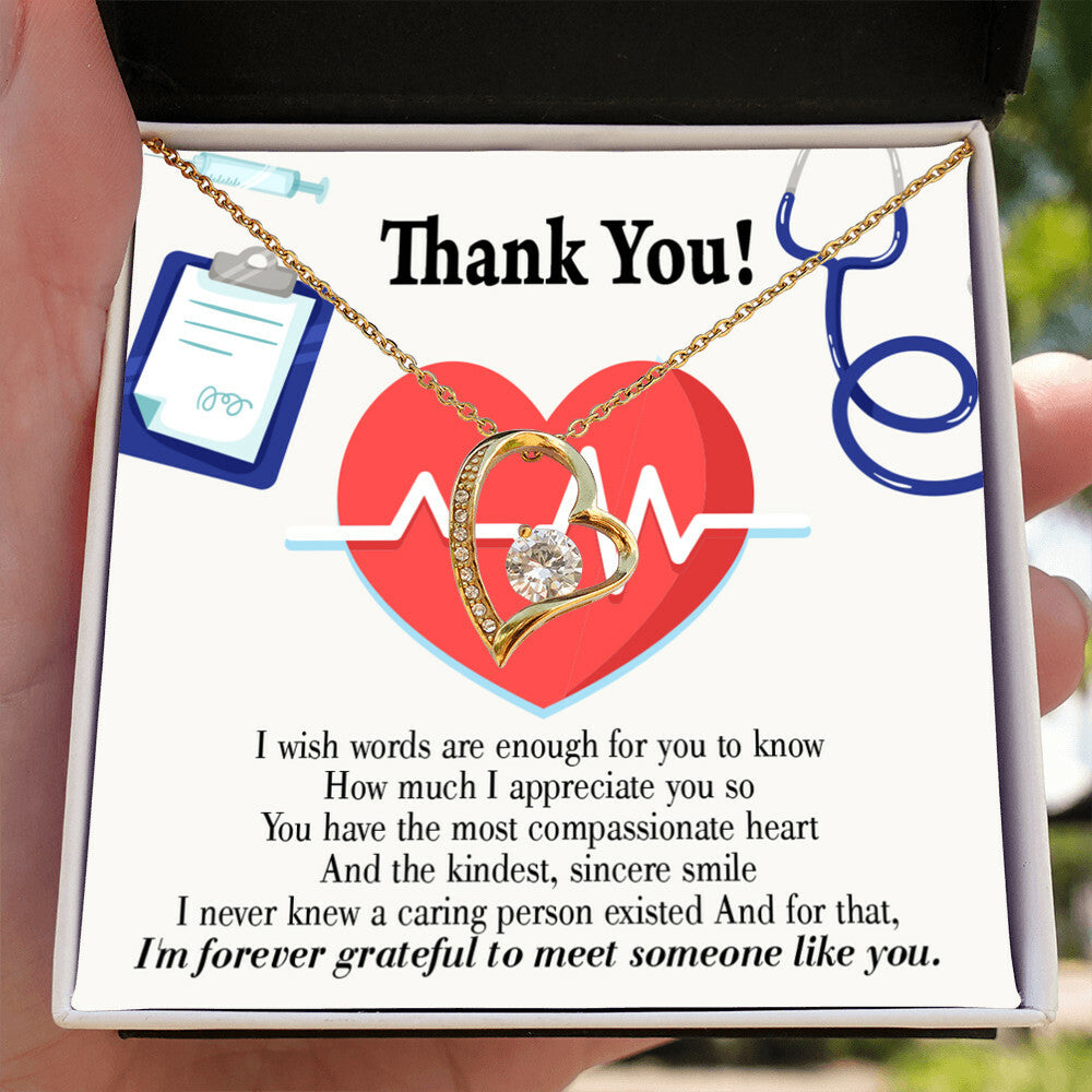 Most Compassionate Healthcare Medical Worker Nurse Appreciation Gift Forever Necklace w Message Card-Express Your Love Gifts