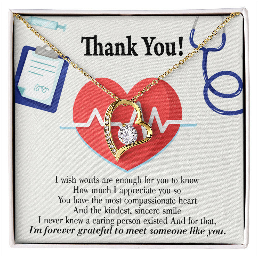 Most Compassionate Healthcare Medical Worker Nurse Appreciation Gift Forever Necklace w Message Card-Express Your Love Gifts