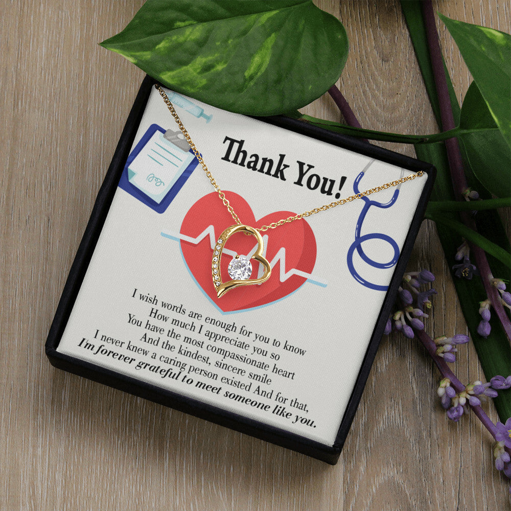 Most Compassionate Healthcare Medical Worker Nurse Appreciation Gift Forever Necklace w Message Card-Express Your Love Gifts