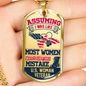 Most Women Dog Tag Stainless Steel or 18k Gold 24" Chain-Express Your Love Gifts
