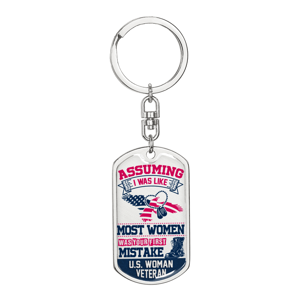 Most Women Swivel Keychain Dog Tag Stainless Steel or 18k Gold-Express Your Love Gifts