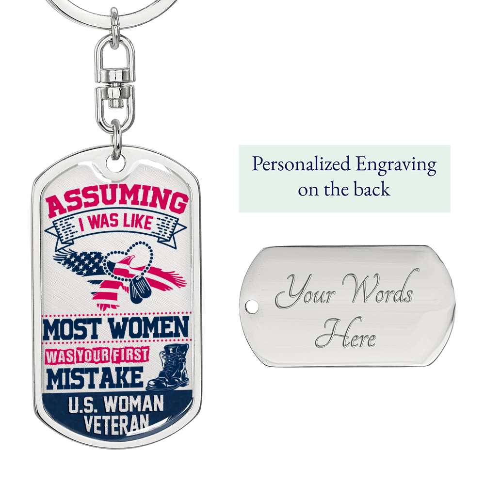 Most Women Swivel Keychain Dog Tag Stainless Steel or 18k Gold-Express Your Love Gifts