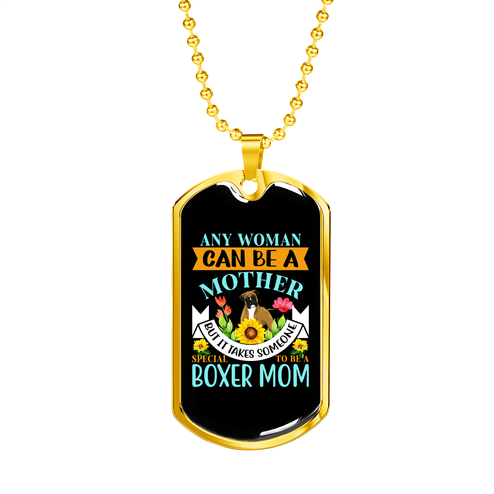Mother Boxer Mom Necklace Stainless Steel or 18k Gold Dog Tag 24" Chain-Express Your Love Gifts