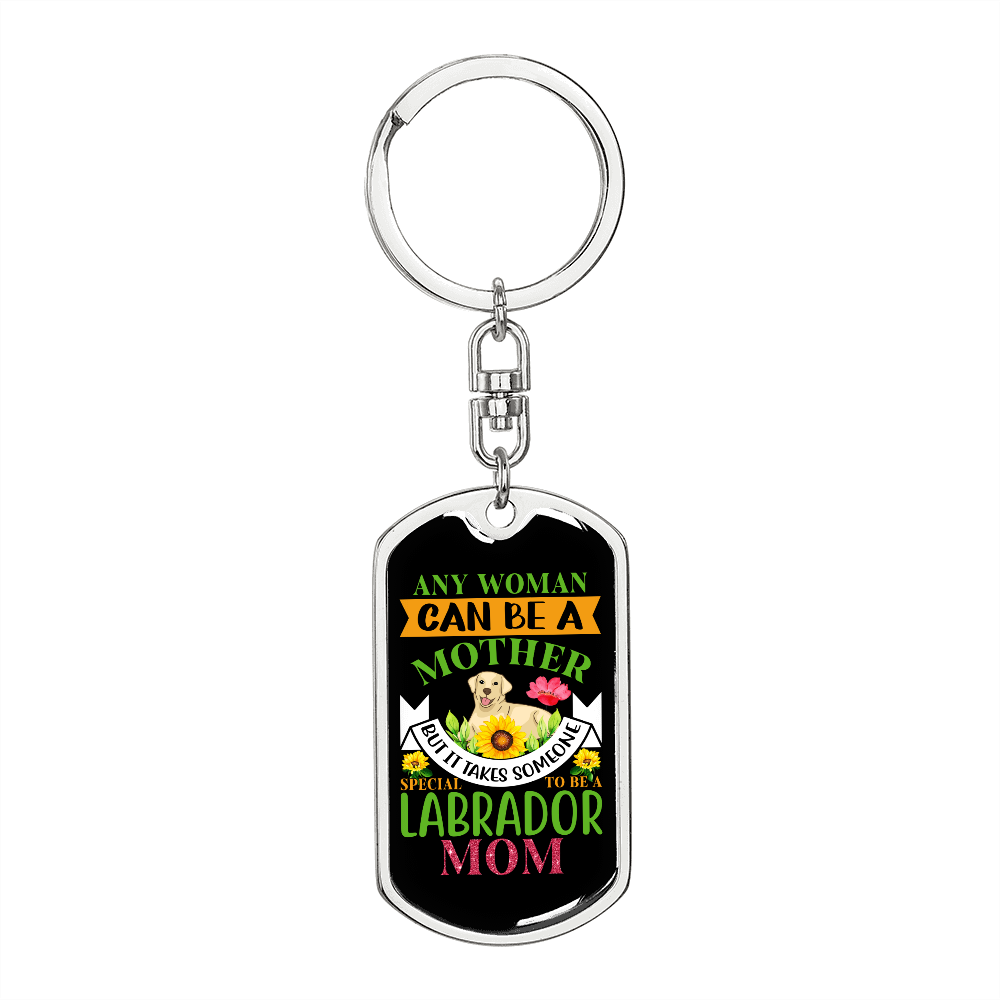 Mother Labrador Mom Keychain Stainless Steel or 18k Gold Dog Tag Keyring-Express Your Love Gifts