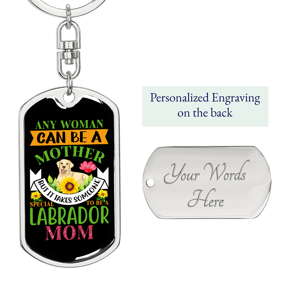 Mother Labrador Mom Keychain Stainless Steel or 18k Gold Dog Tag Keyring-Express Your Love Gifts