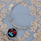 Mother of Dog Red Blue Bracelet Stainless Steel or 18k Gold Circle Bangle-Express Your Love Gifts