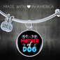 Mother of Dog Red Blue Bracelet Stainless Steel or 18k Gold Circle Bangle-Express Your Love Gifts