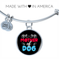 Mother of Dog Red Blue Bracelet Stainless Steel or 18k Gold Circle Bangle-Express Your Love Gifts