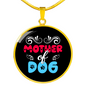 Mother of Dog Red Blue Circle Necklace Stainless Steel or 18k Gold 18-22"-Express Your Love Gifts