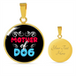 Mother of Dog Red Blue Circle Necklace Stainless Steel or 18k Gold 18-22"-Express Your Love Gifts