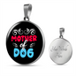 Mother of Dog Red Blue Circle Necklace Stainless Steel or 18k Gold 18-22"-Express Your Love Gifts