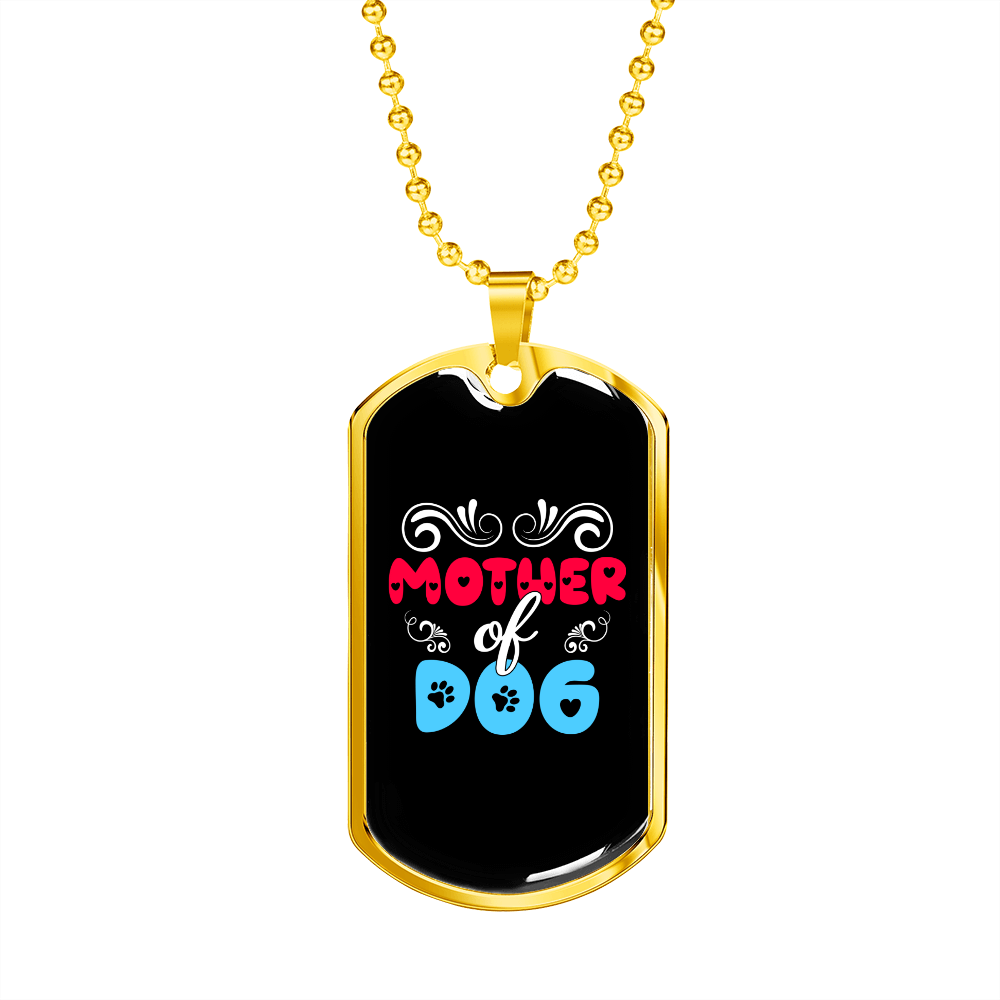 Mother of Dog Red Blue Necklace Stainless Steel or 18k Gold Dog Tag 24" Chain-Express Your Love Gifts
