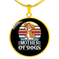 Mother of Dogs Orange Puppy Circle Necklace Stainless Steel or 18k Gold 18-22"-Express Your Love Gifts