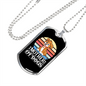 Mother of Dogs Orange Puppy Necklace Stainless Steel or 18k Gold Dog Tag 24" Chain-Express Your Love Gifts