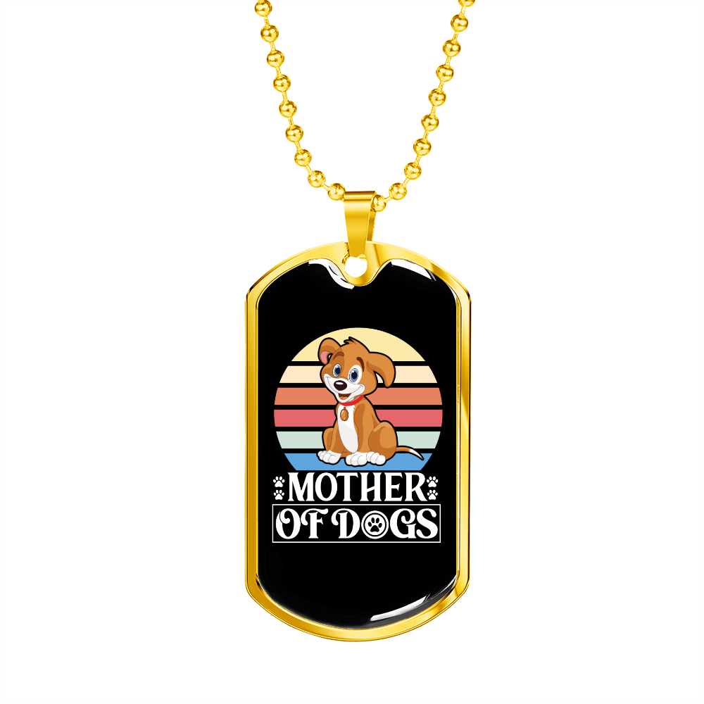 Mother of Dogs Orange Puppy Necklace Stainless Steel or 18k Gold Dog Tag 24" Chain-Express Your Love Gifts