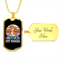Mother of Dogs Orange Puppy Necklace Stainless Steel or 18k Gold Dog Tag 24" Chain-Express Your Love Gifts