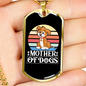 Mother of Dogs Orange Puppy Necklace Stainless Steel or 18k Gold Dog Tag 24" Chain-Express Your Love Gifts