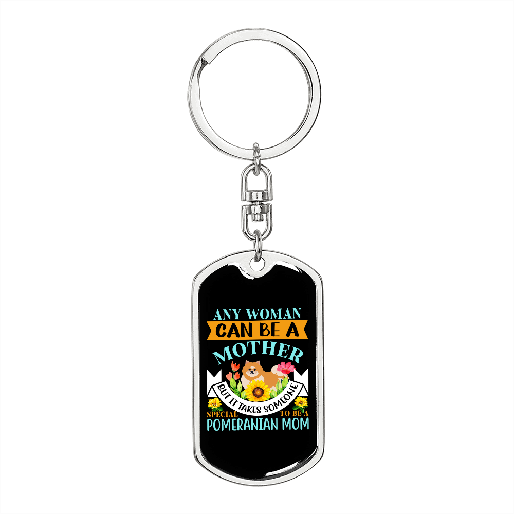 Mother Pomeranian Mom Keychain Stainless Steel or 18k Gold Dog Tag Keyring-Express Your Love Gifts