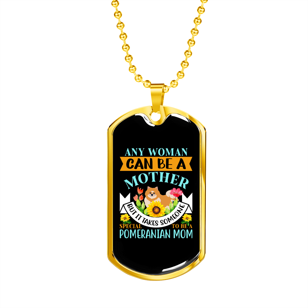 Mother Pomeranian Mom Necklace Stainless Steel or 18k Gold Dog Tag 24" Chain-Express Your Love Gifts