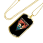 Motocross California Biker Necklace Stainless Steel or 18k Gold Dog Tag 24"-Express Your Love Gifts