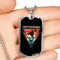 Motocross California Biker Necklace Stainless Steel or 18k Gold Dog Tag 24"-Express Your Love Gifts