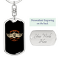 Motocross Racing Biker Keychain Stainless Steel or 18k Gold Dog Tag Keyring-Express Your Love Gifts