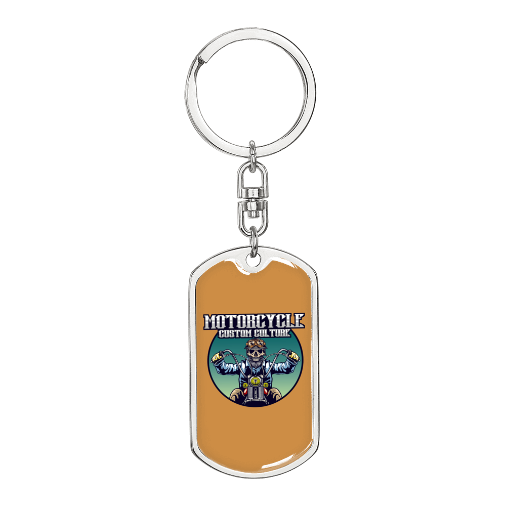 Motorcycle Custom Culture Biker Keychain Stainless Steel or 18k Gold Dog Tag Keyring-Express Your Love Gifts