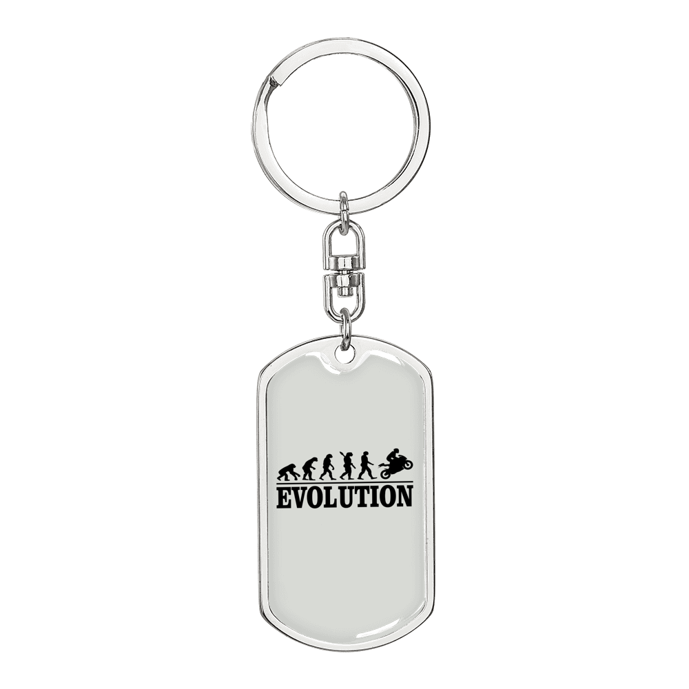Motorcycle Evolution Biker Keychain Stainless Steel or 18k Gold Dog Tag Keyring-Express Your Love Gifts