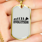 Motorcycle Evolution Biker Necklace Stainless Steel or 18k Gold Dog Tag 24"-Express Your Love Gifts