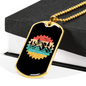 Mountain Bike Adventure Cycling Necklace Stainless Steel or 18k Gold Dog Tag 24"-Express Your Love Gifts
