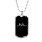 Mountain Bike Black Pulse Cycling Necklace Stainless Steel or 18k Gold Dog Tag 24"-Express Your Love Gifts