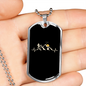 Mountain Bike Black Pulse Cycling Necklace Stainless Steel or 18k Gold Dog Tag 24"-Express Your Love Gifts