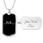 Mountain Bike Black Pulse Cycling Necklace Stainless Steel or 18k Gold Dog Tag 24"-Express Your Love Gifts