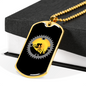 Mountain Bike Chain Ring Cycling Necklace Stainless Steel or 18k Gold Dog Tag 24"-Express Your Love Gifts