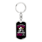 Mountain Bike Girl Cycling Keychain Stainless Steel or 18k Gold Dog Tag Keyring-Express Your Love Gifts