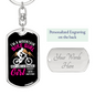 Mountain Bike Girl Cycling Keychain Stainless Steel or 18k Gold Dog Tag Keyring-Express Your Love Gifts