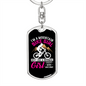 Mountain Bike Girl Cycling Keychain Stainless Steel or 18k Gold Dog Tag Keyring-Express Your Love Gifts